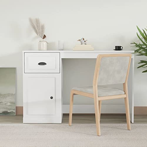 BUKSCYJS Schreibtische,Eck Schreibtischschreibtisch Mit Schublade Hochglanz-Weiß 115x50x75 Cmgeeignet FüR Wohnzimmer, Schlafzimmer, BüRo, Besprechungszimmer, Arbeitszimmer