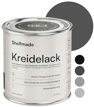 shelfmade Kreidefarbe grau - Dunkelgraublau - Holzlack, Holzfarbe rosa DIY - Kreidefarbe für Holz, shabby chic - Farbe für Möbel, Chalk Paint - Kreidefarbe für Möbel matter Look