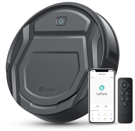 LEFANT Robot Aspirapolvere, Aspirazione 2200Pa,Peli di animali,Capelli, Pavimenti, Polvere,Pulizia della casa,Autonomia 120 min, 6 Modalità di Pulizia,Wi-Fi/App/Telecomando,M210P Grigio
