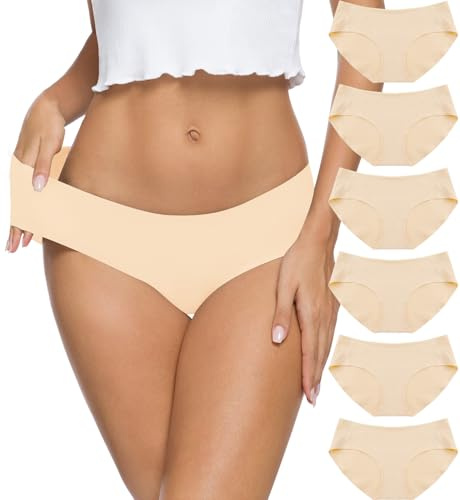 ALTHEANRAY damunderkläder bomull sömlösa trosor hipster bikini 6-pack | Bikini damunderkläder trosor trosor underkläder kvinnor 6-pack, 95 % bomull, andas, bekväma