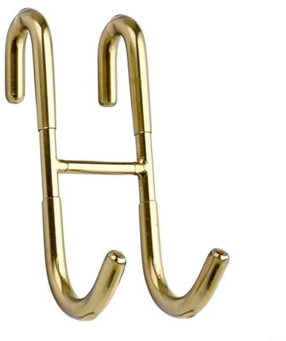 Emiif Confezione da 2 ganci per porta della doccia, in acciaio inossidabile, ganci per asciugamani da bagno a forma di S, ganci per bagno, porte in vetro, armadietti (oro)