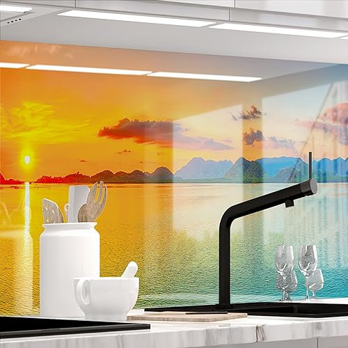 StickerProfis Küchenrückwand selbstklebend Glasoptik - Sundowner - 1.8mm, Versteift, alle Untergründe, Hart PET Material, Premium 60 x 500cm