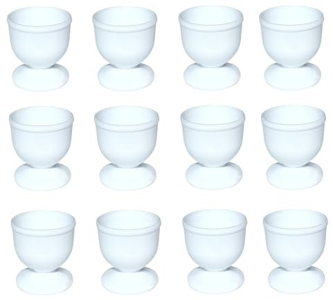 Provance Lot de 6 ou 12 coquetiers ronds en plastique blanc