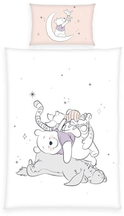 Herding Bettwäsche Winnie Pooh, Kopfkissenbezug ca. 40 x 60 cm mit Hoteleinschlag, Bettbezug ca. 100 x 135 cm mit praktischer Knopfleiste, 100% Baumwolle/Renforcé