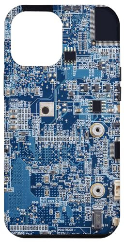 Carcasa para iPhone 13 Pro Max Placa base Microchip Circuit IT Ordenador Fondo Azul