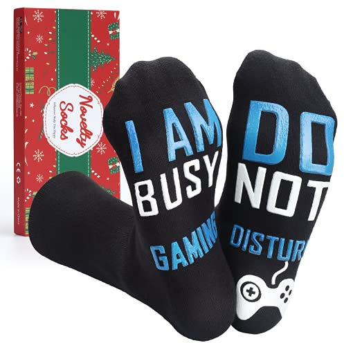 Cadeau Homme Original Chaussettes Rigolotes - Idee Cadeau Drole Chaussette de Noel Cadeau Ado Garcon Secret Santa Cadeau Gamer Chaussettes Humour Homme Papa Cadeaux Noel Calendrier de L'Avent 2024
