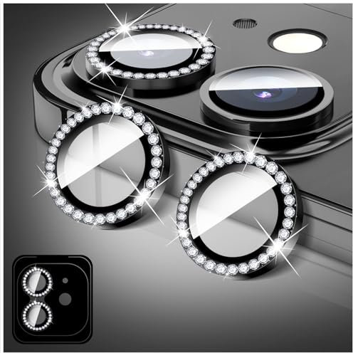 LucBuy Protezione per Fotocamera per iPhone 11, Copertura per Obiettivo Della Fotocamera in Vetro Temperato Diamond, Anelli Metallici Autoallineanti Individuali Scintillanti