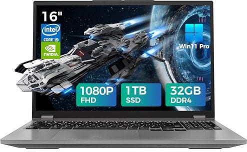 TOPGRO S1 16 Gaming Laptop [Core i9-9980HK/bis zu 5,0 GHz Taktfrequenz, GTX 1650/WiFi 6/Bluetooth 5.2] 60Hz Full HD Notebook, 32 GB DDR4 RAM/1 TB SSD/Windows 11 Pro/Webcam/Hohe Wärmeableitung