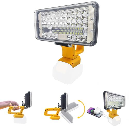 Cordless LED Work Light for Dewalt 18V Battery, 90W 5400ML Lamp Flood Light Outdoor with 2 Mode, Type C & USB Charging Port Portable Flashlight Job Site Spotlight (No Battery)