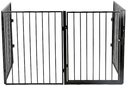 Sicherheitsgitter – Barriere für Babys – große Version 240 cm – Schutzgitter aus Metall – faltbar – mit Tür inklusive – 4 Elemente (schwarz, 240 x 2,5 x 75 cm)