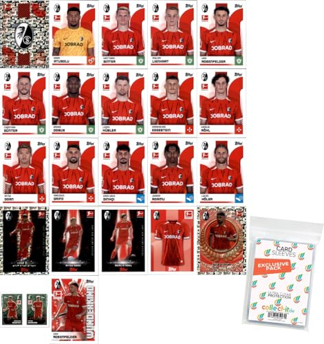 Bundle mit Topps Bundesliga Sammelsticker - 2024/2025 - Mannschaftspaket - SC Freiburg + exklusive collect-it Hüllen