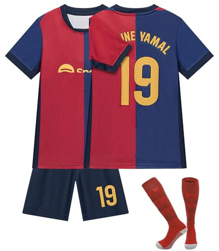 Generisch Trikot Sets Kinder Nr.19 Herren Jungen Fussball Jersey Trikots Anzug Hause/Auswärts Fußballtrikot Sportshirt Junge Football Training Tshirts Shorts und Sockenfür Kinder (H19, 24(8-9 Jahre))