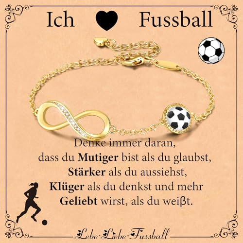 14K Gold vergoldet Fußball Unendlichkeit Armbänder für Mädchen Frauen | Fussball Armbänder für Damen Sport Zubehör Geburtstag Weihnachten Schmuck Geschenke für Kinder Teen