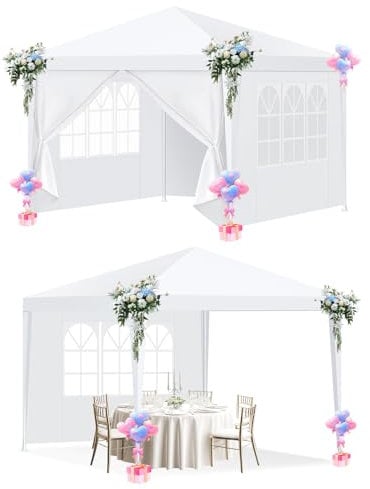 HOTEEL Pavillon 3x3m wasserdicht stabil Winterfest, Partyzelt mit 4 Abnehmbare Wänden, Gartenpavillon für Hochzeit, Party, UV-Schutz, Weiß