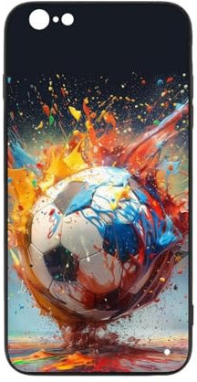 CRIVOTA Hülle Für iPhone 6/6S - Ganz Neues Fußball-Design, Glas-Rückseite + TPU, Militärstandard Getestet, Natürliches Gefühl, Perfekte Passform, Handyhüllen Für Jungen Mädchen