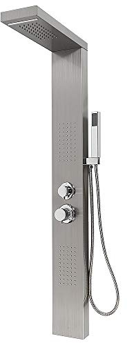Homewell Duschpaneel Edelstahl mit Armatur, Duschsäule Duschsystem mit Regendusche, Massagedüsen, Handbrause, Badewannenauslauf