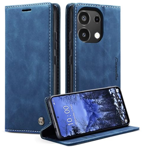 Monweicz Handyhülle für Xiaomi Redmi Note 13 4G Hülle Premium Lederhülle Klappbar Flip Case Tasche Magnet Kartenfach Standfunktion Klapphülle Schutzhülle für Xiaomi Redmi Note 13 4G - Blau