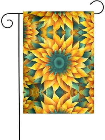 GGNKDL stampa girasole giallo-verde Bandiera da giardino decorazione cortile esterno adatto a tutte le stagioni 30,5x45,7 cm