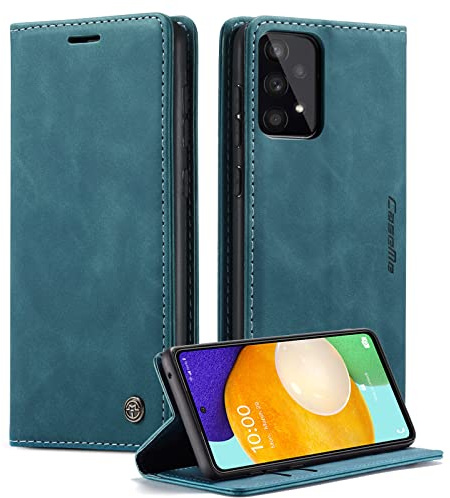 Monweicz Handyhülle für Samsung Galaxy A53 Hülle Premium Lederhülle Klappbar Flip Case Tasche Magnet Kartenfach Standfunktion Klapphülle Schutzhülle für Samsung Galaxy A53 - Blaugrün