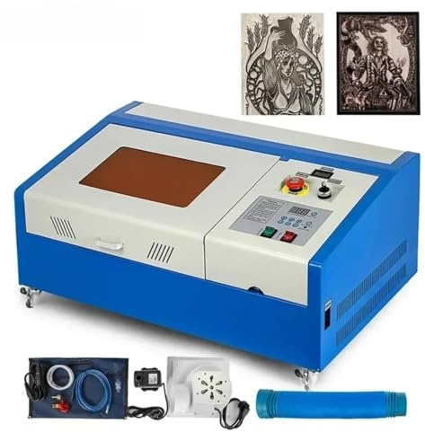 Máquina de grabado láser Co2 40w láser grabadora láser máquina de grabado precision Usb Herramientas de grabado área de trabajo 300x200mm 220v Europlug Herramientas de corte para madera (40W azul y