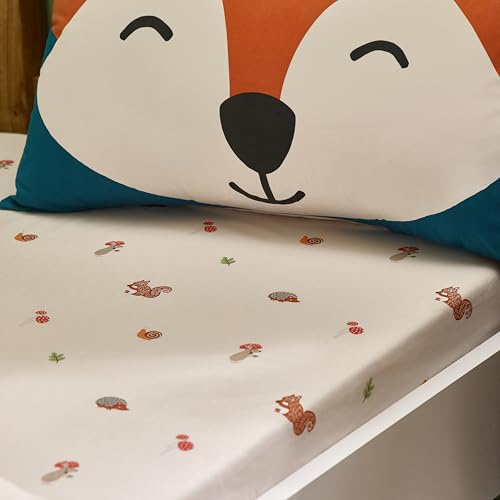 Catherine Lansfield Fox and Woodland Friends Single Fitted Sheet Cream
