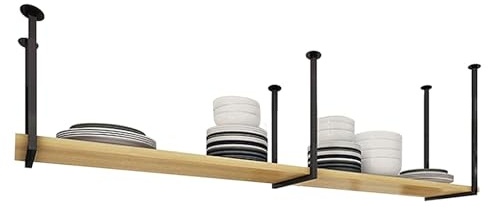 Ceiling Mounted Shelf Wine Rack, Floating Suspended Shelving Kitchen Pot Pan Storage Rack, Metal Iron Hanging Plant Flower Pot Stand, Decorative Display Organizer(100x30x40cm)