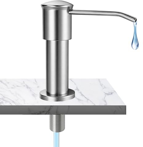 MospdyGear Chrom Obermontage Seifenspender für Spülbecken mit Verlängerungsschlauch, 360° drehbare Pumpe, Edel gebürsteter Edelstahlspender für Küche & Bad
