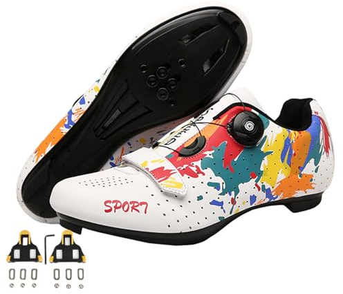 Zapatos de Ciclismo para Hombre Mujer, Bicicleta de Carretera MTB Zapatillas de Ciclismo Unisex Adulto compatibles con Pedal SPD-SL e instalación Compatible SPD/Look KEO Cleats 41
