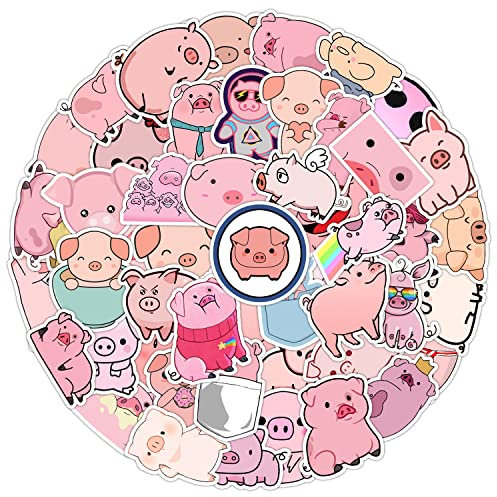 Süßes Schwein Aufkleber 50Pcs Coole ustige ästhetische Aufkleber für Wasserflaschen Laptop Sammelalben, Gitarren, Gepäck, Fahrrad, Telefon, Skateboards|Teenager, Mädchen, Kinder Aufkleber