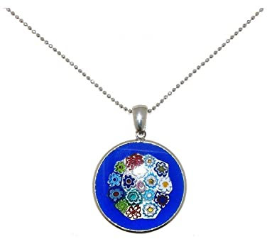 Venetiaurum - Collier avec pendentif en Murrina en verre de Murano et argent 925 - Bijoux Certifié Made in Italy
