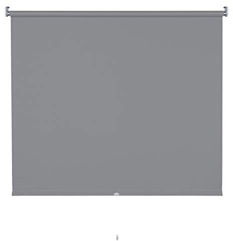 Verdunkelungsrollo Springrollo Mittelzugrollo 13 Farben klemmfix Rollo ohne Bohren Breite 62-202 cm Höhe 180 cm Fenster Vorhang blickdicht verdunkelnd klemmbar Klemmträger (202 x 180 cm / Dunkelgrau)