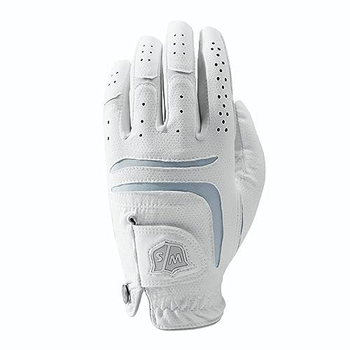 Wilson Staff Damen Golfhandschuh, Grip Plus, Material-Kombi, Größe: S, Linkshand, LLH, weiß, WGJA00101S