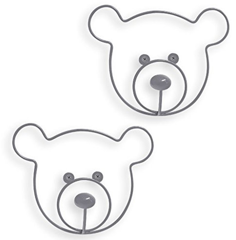 Balvi Patère The Bear Couleur Gris Lot de 2 Porte-Manteaux en Forme de tête d'ours Métal