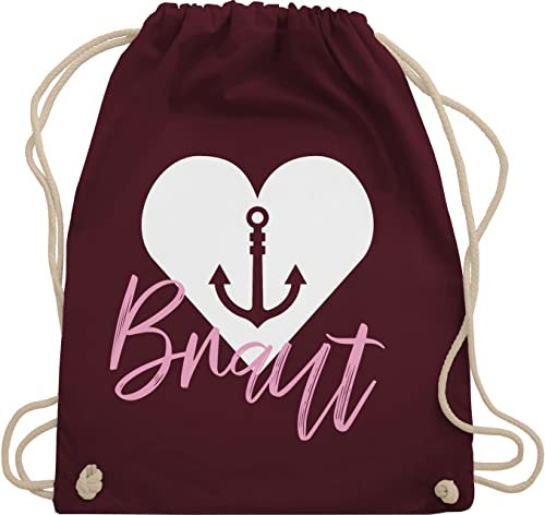 Turnbeutel Rucksack - JGA Junggesellenabschied Frauen - Braut Anker - Unisize - Bordeauxrot - bachelorette party accessories brauttaschen team bride bridemaid beutel