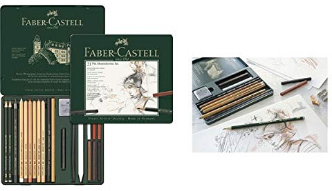 FABER-CASTELL Pitt Monochrome Set Medium, 21-Piece case, You Will Receive 1 Product with 21 Pieces