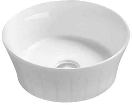 Nuie NBV167 Modern Round Bathroom Counter Top Sink Basin, White