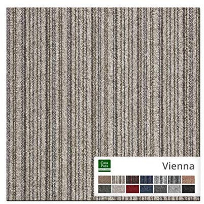 casa pura Carpet Tile Vienna, Loose Lay Carpet Tiles 50x50 cm | Bitumen Back Commercial Floor Carpet Squares for Interior, Carpet Plank Boards, 4 Pieces (1 m²) | Brown - Striped