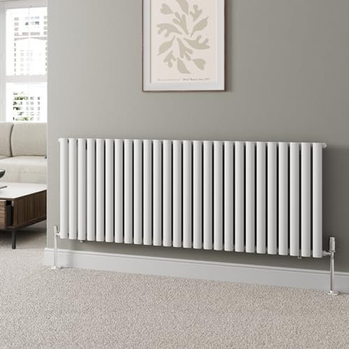 DuraTherm® 600 x 1560mm White Horizontal Designer Radiator Single Column Oval Tube Modern Central Heating Panel Bathroom Radiators