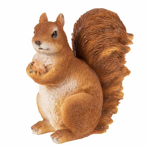 SIDCO Eichhörnchen sitzend Gartenfigur Hörnchen mit Nuß Figur Garten Dekofigur