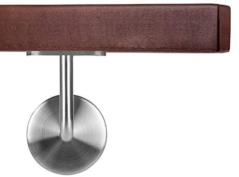 Handlauf Holzhandlauf VKT 42 x 42 mm Wandhandlauf Buche gebeitzt auf Wenge Halter rund 100 cm 2 Halter