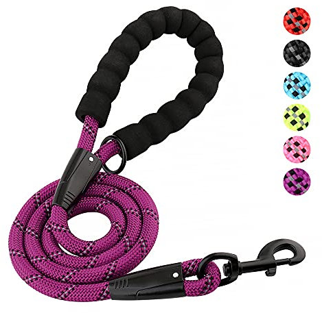 Plutus Pet Heavy Duty Rope Dog Lead With Comfortable Padded Handle, Reflective Strong Sturdy 120 150 180CM Dog Lead For Small Medium Large Dogs(4FT/120CM Purple)