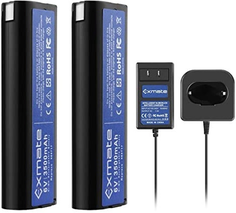 Exmate 2Pack 6V 3.5Ah Ni-MH Battery with 1.2-18V Charger Compatible with Paslode 404717 B20544E BCPAS-404717 BCPAS-404717SH for 404400 900400 900420 900600 901000 902000 B20720 CF-325 IM200 F18 IM250