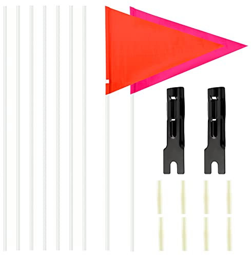 AIEX 2 Set Fahrrad Sicherheit Flaggen mit Stange Wasserdichter Sicherheits Flagge Einstellbarer Höhe Fahrradfahne Glasfaserstange, 1,8m