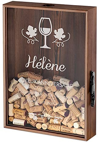 Maverton Boîte Personnalisée aux Bouchons - Boite bouchon vin pour les Collectionneurs de Capsules - Cadeau Femme - Ouvre-bière dans le Paquet - Cadeau Anniversaire pour Femmes - Verre de vin
