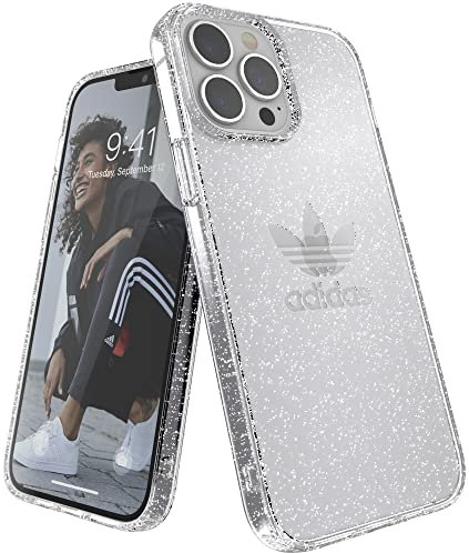 adidas Hülle für iPhone 13 Pro Max 6.7, sturzgeprüfte Hüllen, stoßfest erhöhte Kanten, original Schutzhülle, transparenter Glitzer