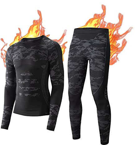 NOOYME Thermounterwäsche Herren Elastisch Funktionsunterwäsche Herren Weich Thermo Unterwäsche Männer Winter Warm Skiunterwäsche Atmungsaktiv Funktionswäsche Thermowäsche