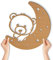 Wandlampe Teddy Mond I Nachtlicht Schlummerlicht Kinderzimmer Kinder Mädchen Junge I MDF Holz Batteriebetrieb