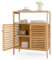 RELAX4LIFE Bamboo Storage Cabinet, Floor-Standing Bathroom Cabinet Cupboard with Louver Door & Open Shelves, Display Shelf Storage Organizer Unit for Kitchen Living Room Hallway