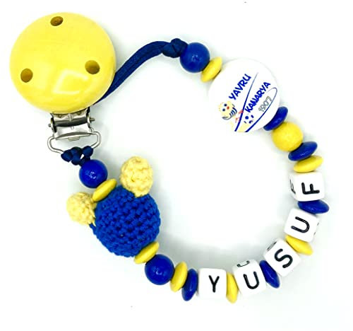 Nuckelkette mit Namen für FENERBAHCE Fan/YAVRU KANARYA Dunkelblau Gelb/Unisex/Personalisiert