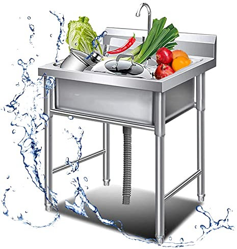 Fregaderos De Servicios De Acero Inoxidable Independiente De Acero Inoxidable 304 Fregadero Utilitario Fregaderos De Cocina 1 Compartimento para Bar Camping Jardin